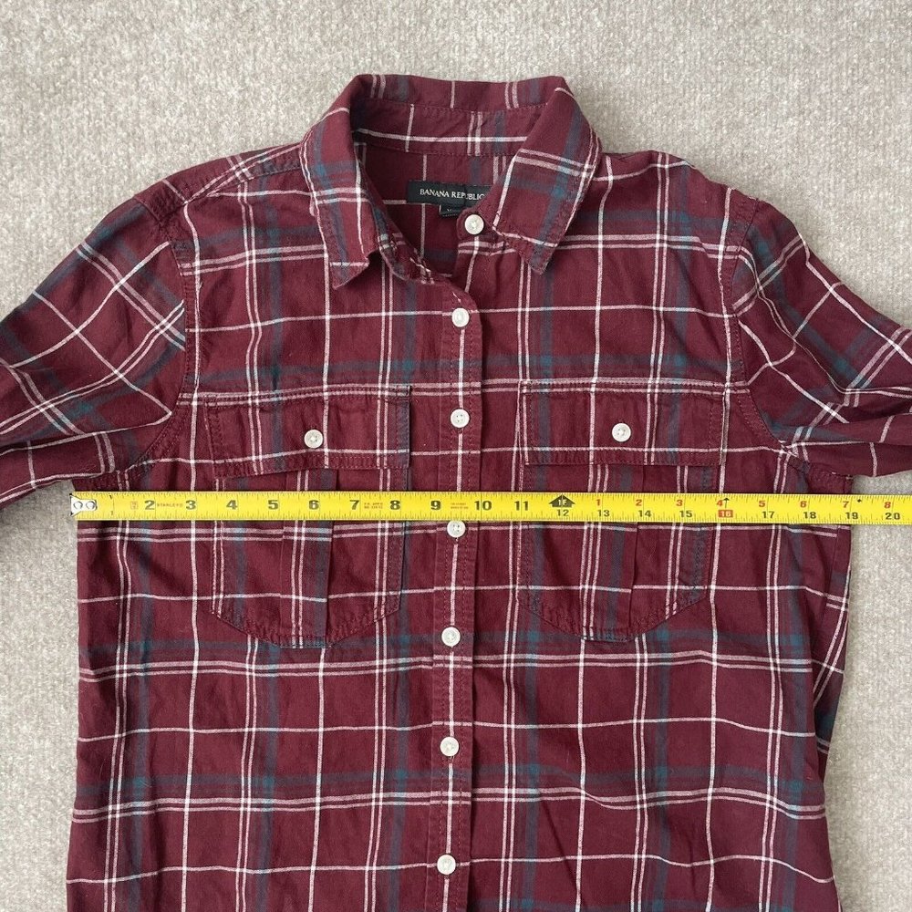 Banana Republic Shirt Womens XS Dark Red Plaid Button Down Casual 100% Cotton - Picture 5 of 7